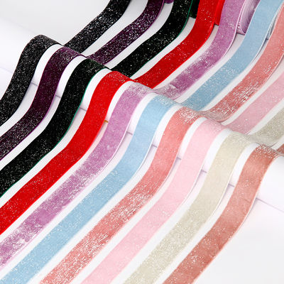 качество  Shinny Glitter Silver Gold Velvet Ribbon 10mm-38mm Luxury Velvet Ribbon завод