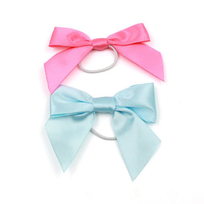 Полиэстер сатин Розовый ленточный лук ISO14001 Рождественские ленточные луки