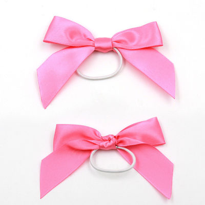 Полиэстер сатин Розовый ленточный лук ISO14001 Рождественские ленточные луки