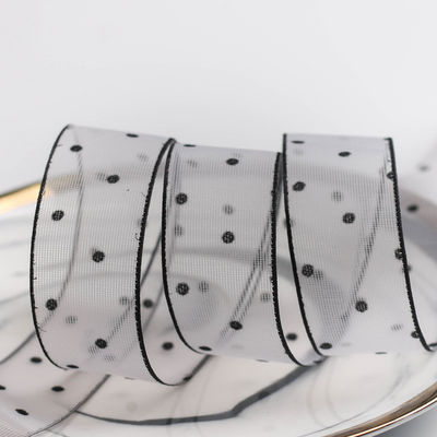 10mm-60mm Dot Velvet Wired Ribbon Вышивка двусторонняя бархатная лента