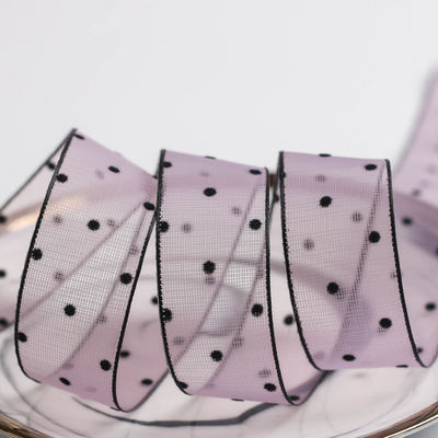 10mm-60mm Dot Velvet Wired Ribbon Вышивка двусторонняя бархатная лента