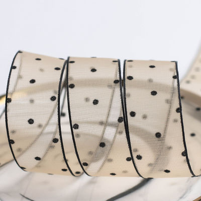 10mm-60mm Dot Velvet Wired Ribbon Вышивка двусторонняя бархатная лента