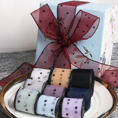 10mm-60mm Dot Velvet Wired Ribbon Вышивка двусторонняя бархатная лента