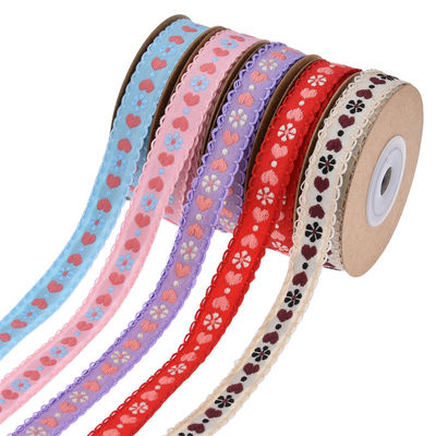 Jacquard 12 мм цветочная проволочная лента ISO14001 Винтажная цветочная лента