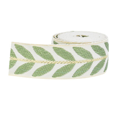 25 мм*2y Jacquard Leaf Ribbon Эко-дружественная рождественская лента
