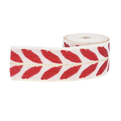 25 мм*2y Jacquard Leaf Ribbon Эко-дружественная рождественская лента