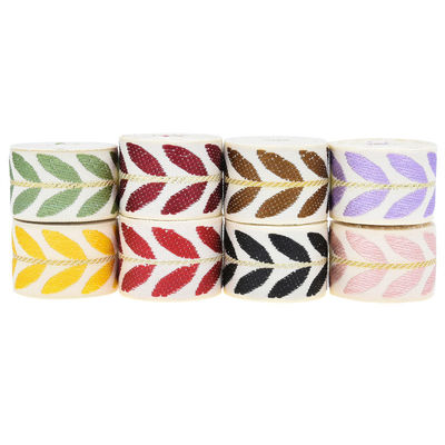 25 мм*2y Jacquard Leaf Ribbon Эко-дружественная рождественская лента