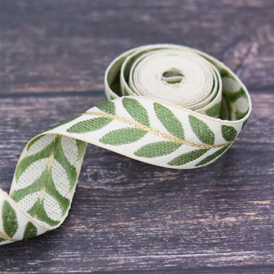 25 мм*2y Jacquard Leaf Ribbon Эко-дружественная рождественская лента