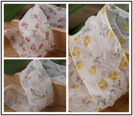 40mm 50mm Organza лента с цветочной полиэстерной лентой OEM Eco Friendly