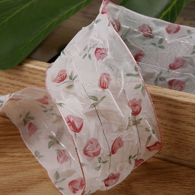 40mm 50mm Organza лента с цветочной полиэстерной лентой OEM Eco Friendly