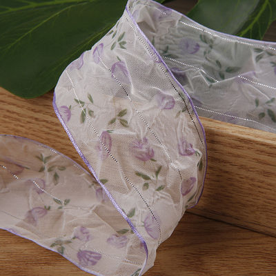 40mm 50mm Organza лента с цветочной полиэстерной лентой OEM Eco Friendly