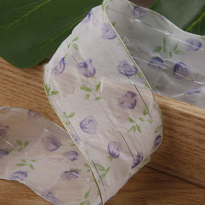40mm 50mm Organza лента с цветочной полиэстерной лентой OEM Eco Friendly