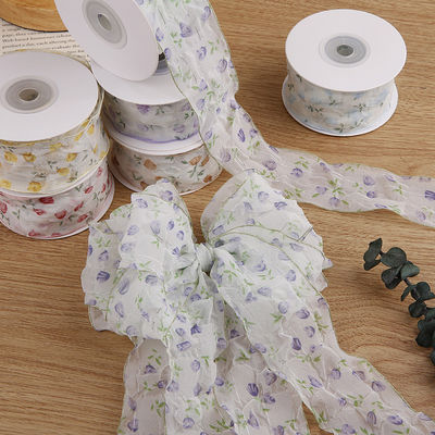 40mm 50mm Organza лента с цветочной полиэстерной лентой OEM Eco Friendly