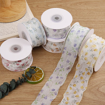 40mm 50mm Organza лента с цветочной полиэстерной лентой OEM Eco Friendly