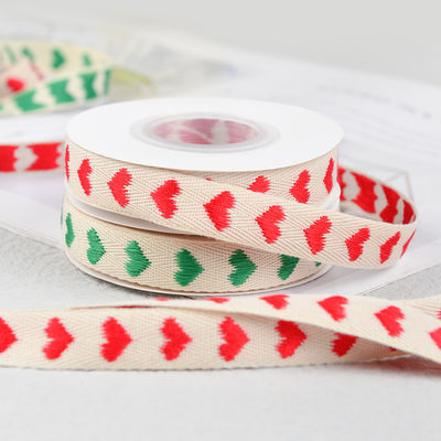 16мм*9м Heart Pattern Jacquard Cotton Ribbon для аксессуаров для одежды