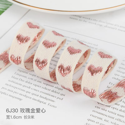 16мм*9м Heart Pattern Jacquard Cotton Ribbon для аксессуаров для одежды