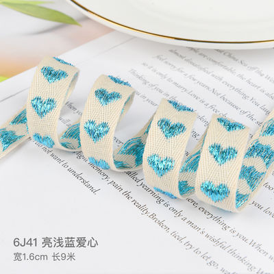 16мм*9м Heart Pattern Jacquard Cotton Ribbon для аксессуаров для одежды
