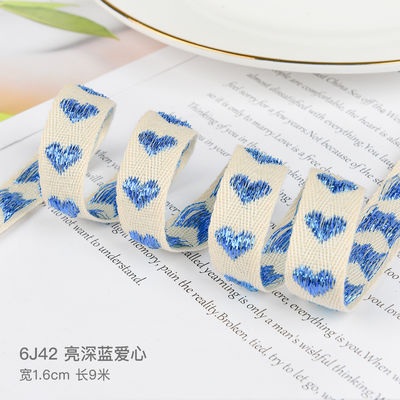 16мм*9м Heart Pattern Jacquard Cotton Ribbon для аксессуаров для одежды