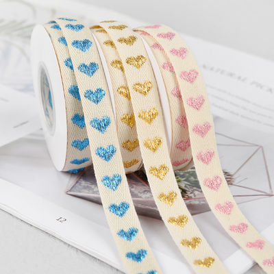 16мм*9м Heart Pattern Jacquard Cotton Ribbon для аксессуаров для одежды