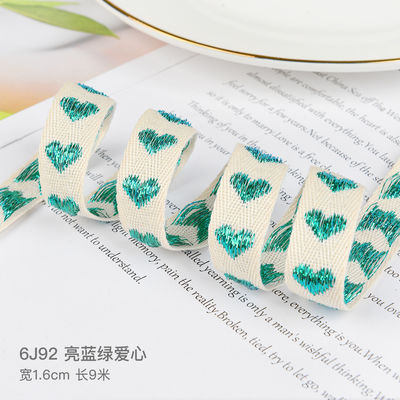 16мм*9м Heart Pattern Jacquard Cotton Ribbon для аксессуаров для одежды